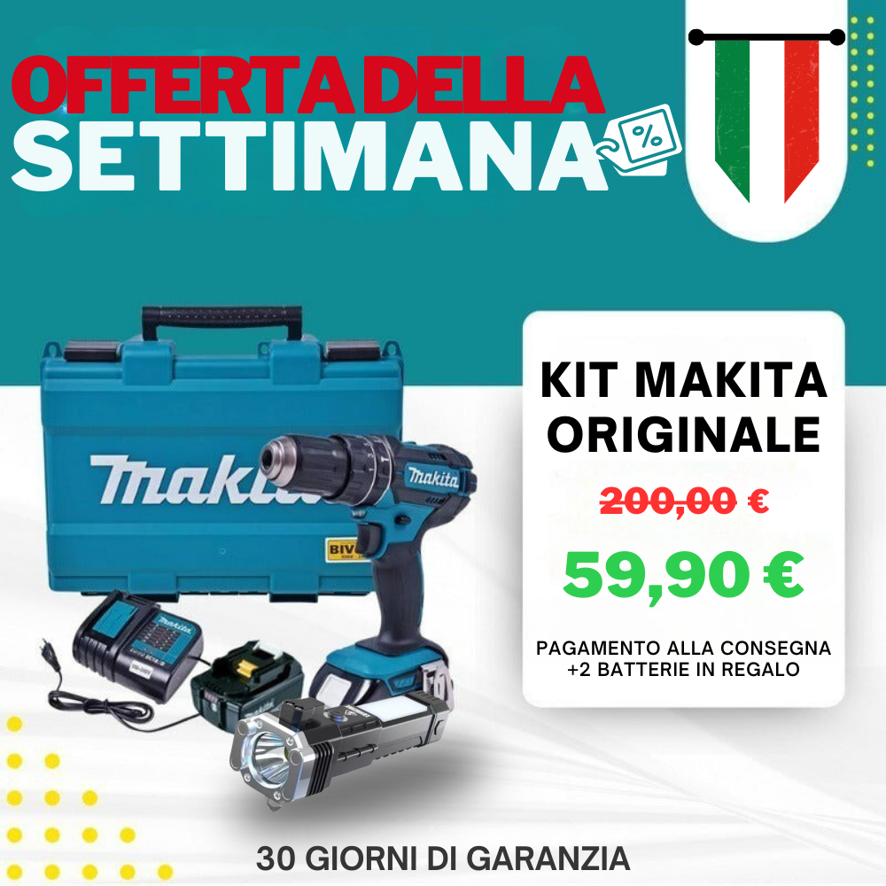 KIT ORIGINALE | TRAPANO AD IMPATTO POTENTE + 45 ACCESSORI + 2 BATTERIE 40V - SUPER OFFERTA (Cópia)